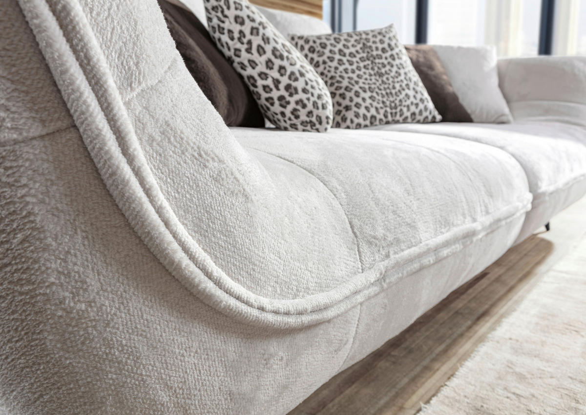 BIGSOFA Flachgewebe Creme  - Dunkelbraun/Beige, Design, Textil/Metall (275/80/123cm) - Lomoco