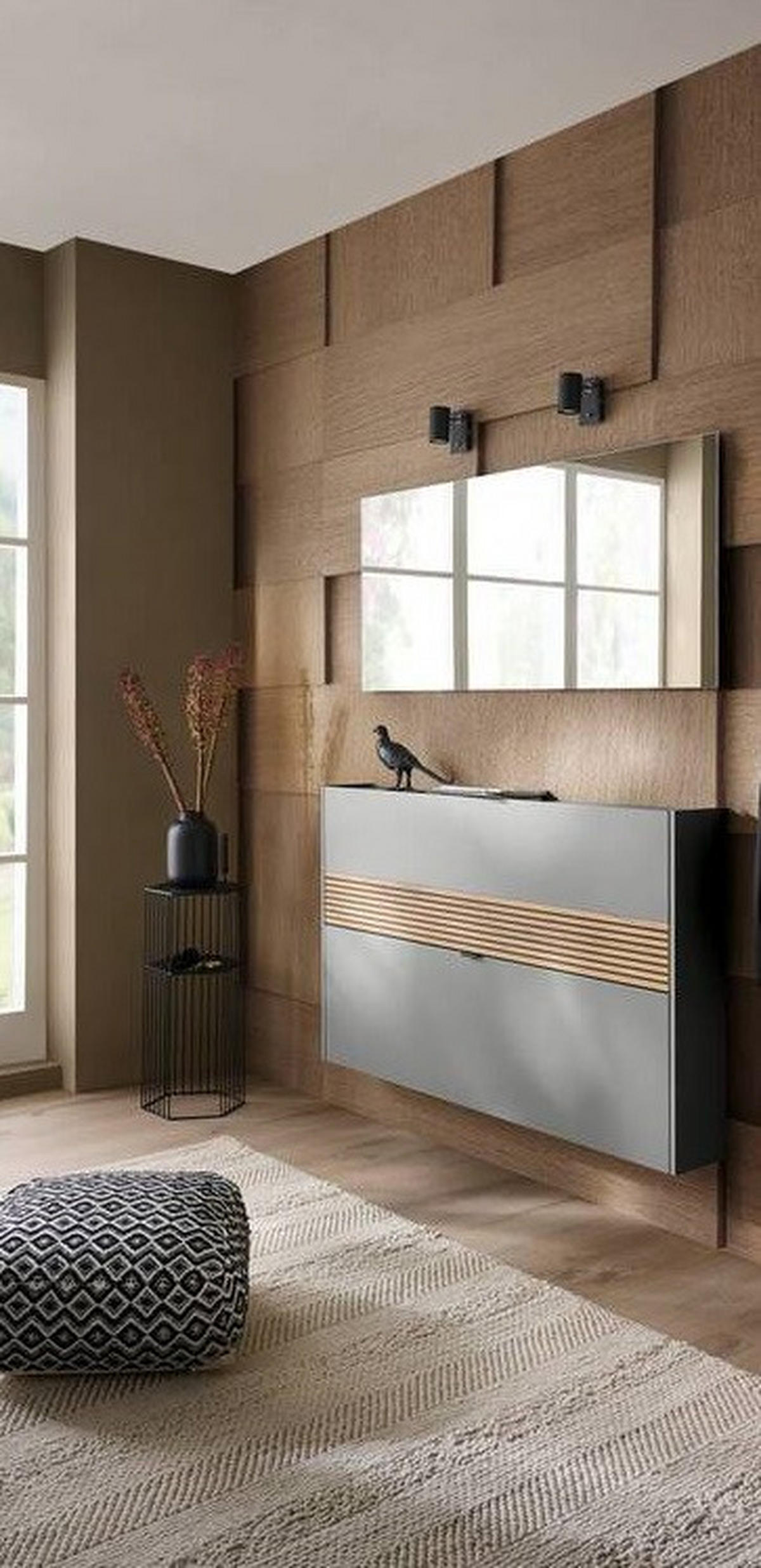GARDEROBE 2-teilig  in 140/200/18 cm  - Eichefarben/Graphitfarben, Design, Glas/Holzwerkstoff (140/200/18cm) - Voleo