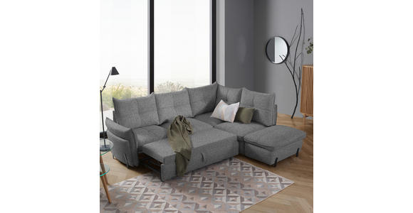 ECKSOFA in Bouclé Hellgrau  - Hellgrau/Schwarz, Design, Textil/Metall (250/220cm) - Xora