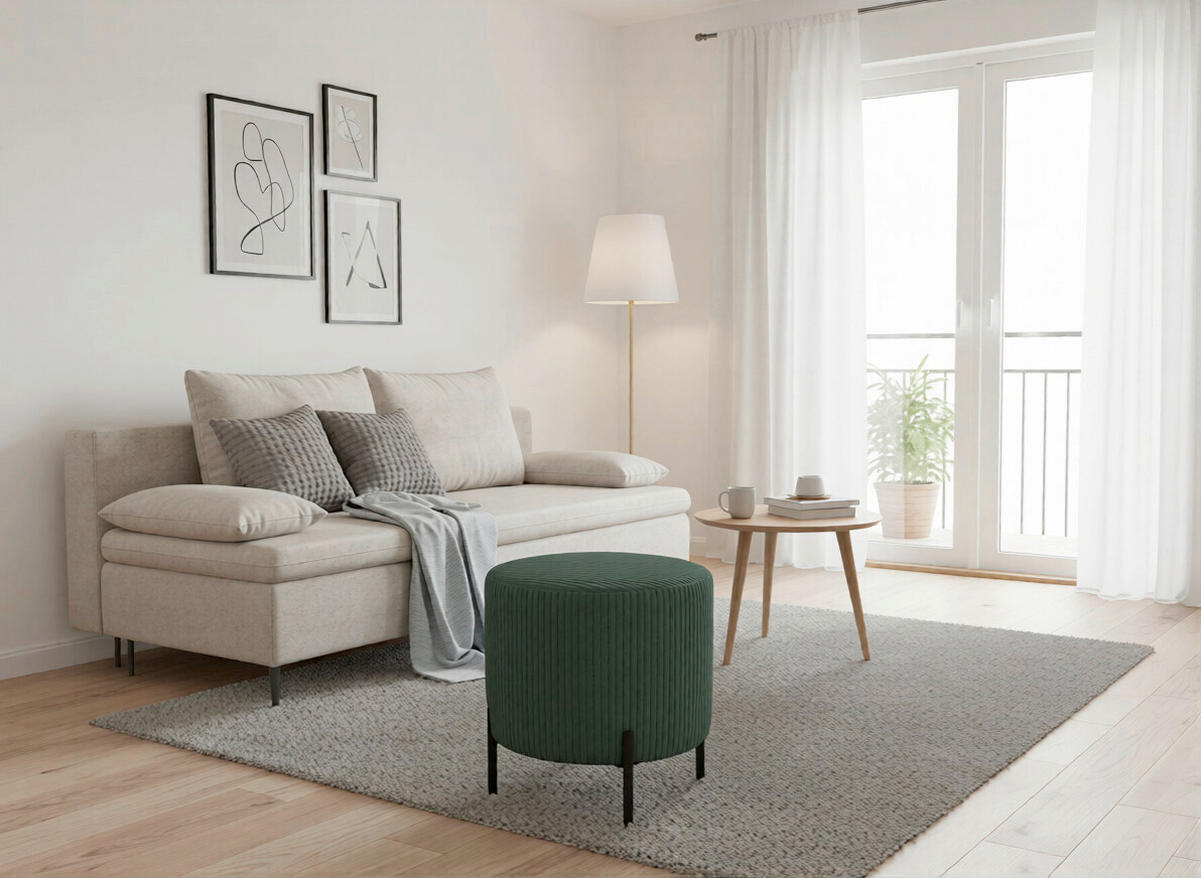 POUF Dunkelgrün Textil  - Dunkelgrün, Design, Textil (38/46/38cm) - MID.YOU