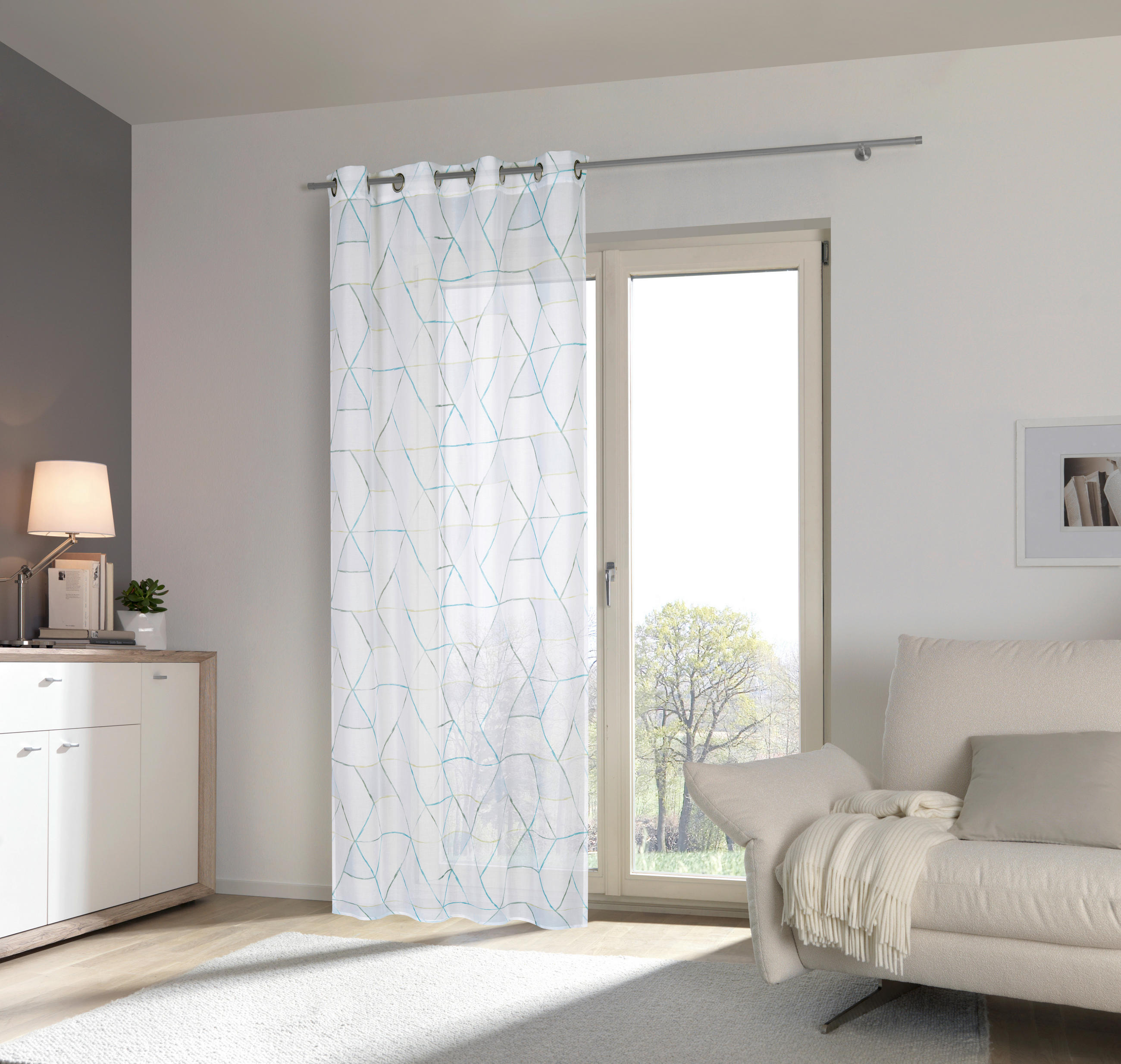 ZAVESA SA KARIKAMA plava - plava, Trendi, tekstil (140/245cm) - Esposa