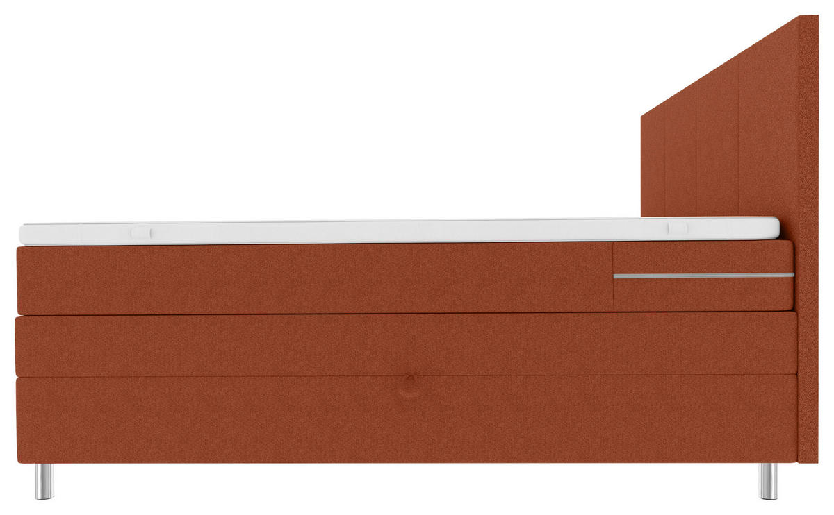 BOXSPRINGBETT 200/200 cm,  in Rostfarben, Bettkasten, Topper, Matratzen, H3 = fest  - Chromfarben/Rostfarben, KONVENTIONELL, Kunststoff/Textil (200/200cm) - Boxxx