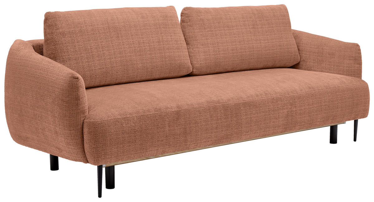 SCHLAFSOFA in Chenille Rostfarben  - Rostfarben/Schwarz, Konventionell, Textil/Metall (228/75/98cm) - Carryhome