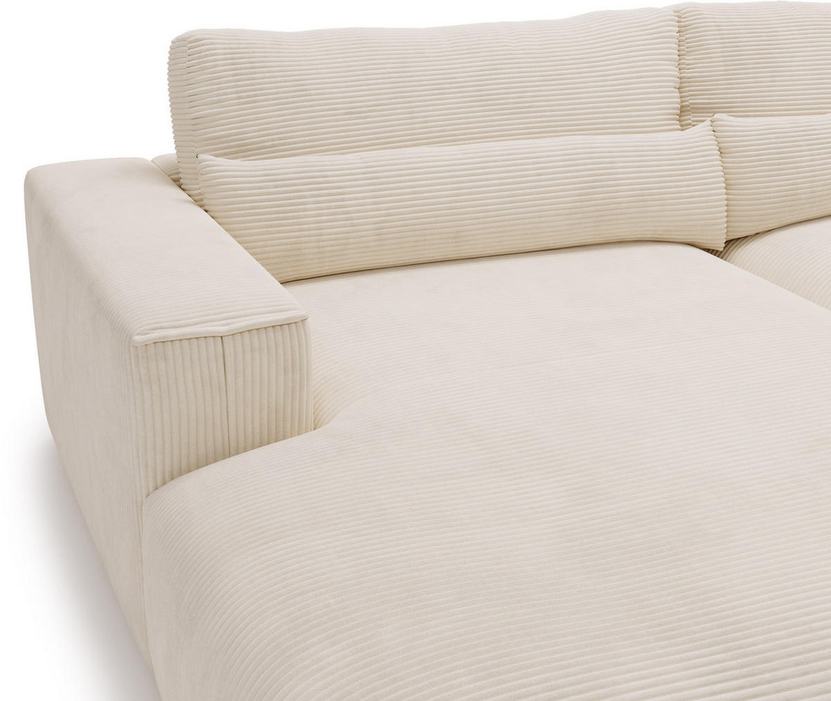 ECKSOFA in Cord Creme  - Creme/Schwarz, Design, Kunststoff/Textil (187/267cm) - Stylife