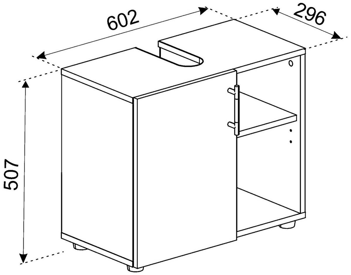 WASCHBECKENUNTERSCHRANK 60,2/50,7/29,6 cm  - Weiss/Schwarz, Modern, Holzwerkstoff/Kunststoff (60,2/50,7/29,6cm) - MID.YOU
