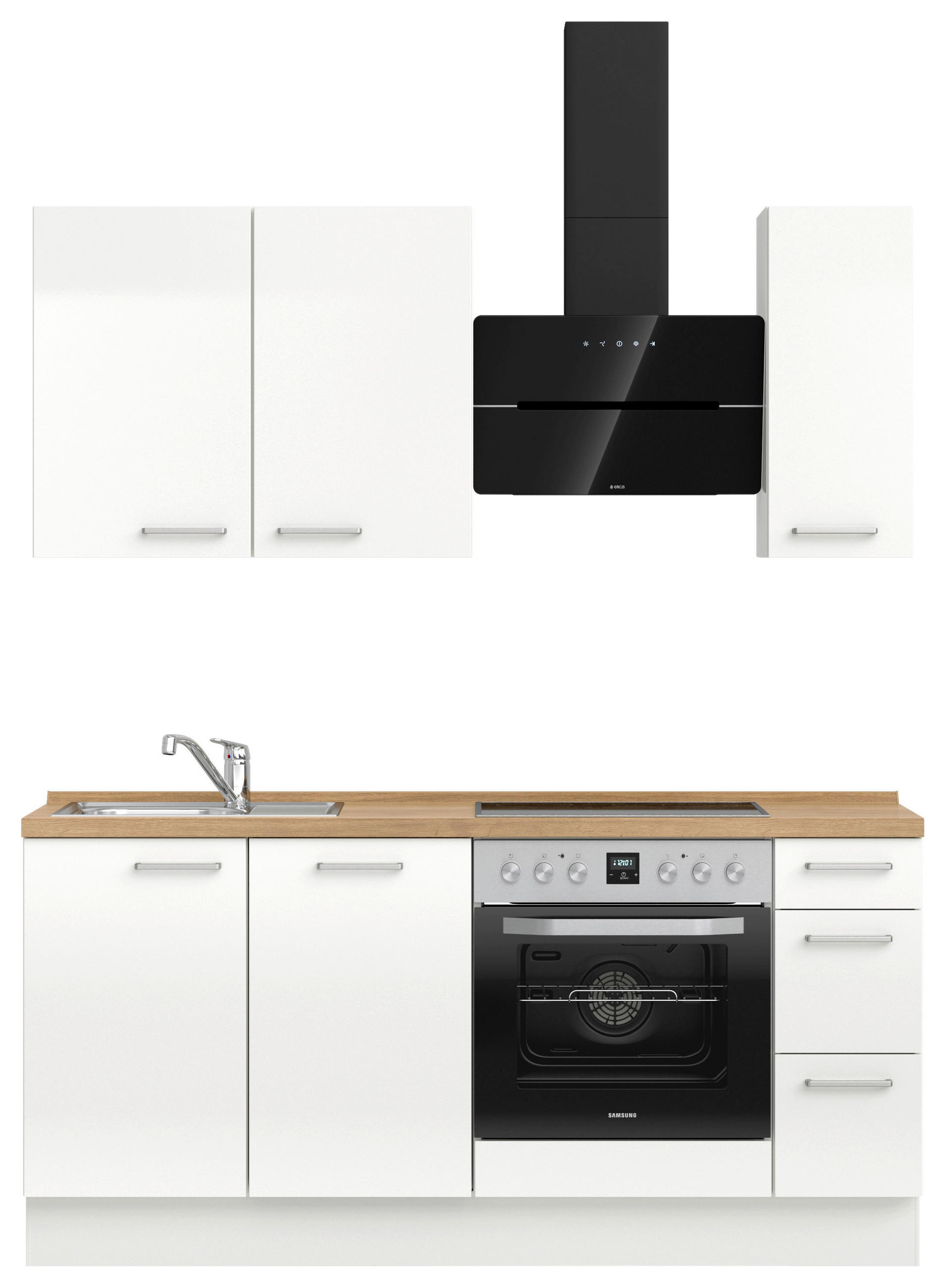 KUHINJSKI BLOK BREZ APARATOV - barve nerjavečega jekla/barve hrasta, Moderno, kovina/leseni material (180cm) - Celina Home