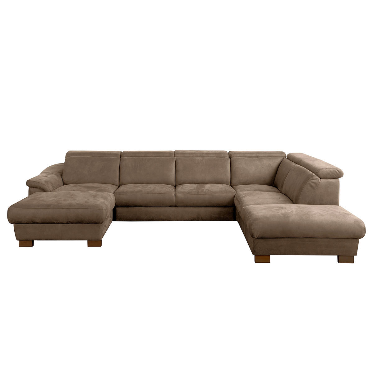 WOHNLANDSCHAFT Mikrofaser Braun  - Wengefarben/Braun, Design, Holz/Textil (238/347/273cm) - Livetastic