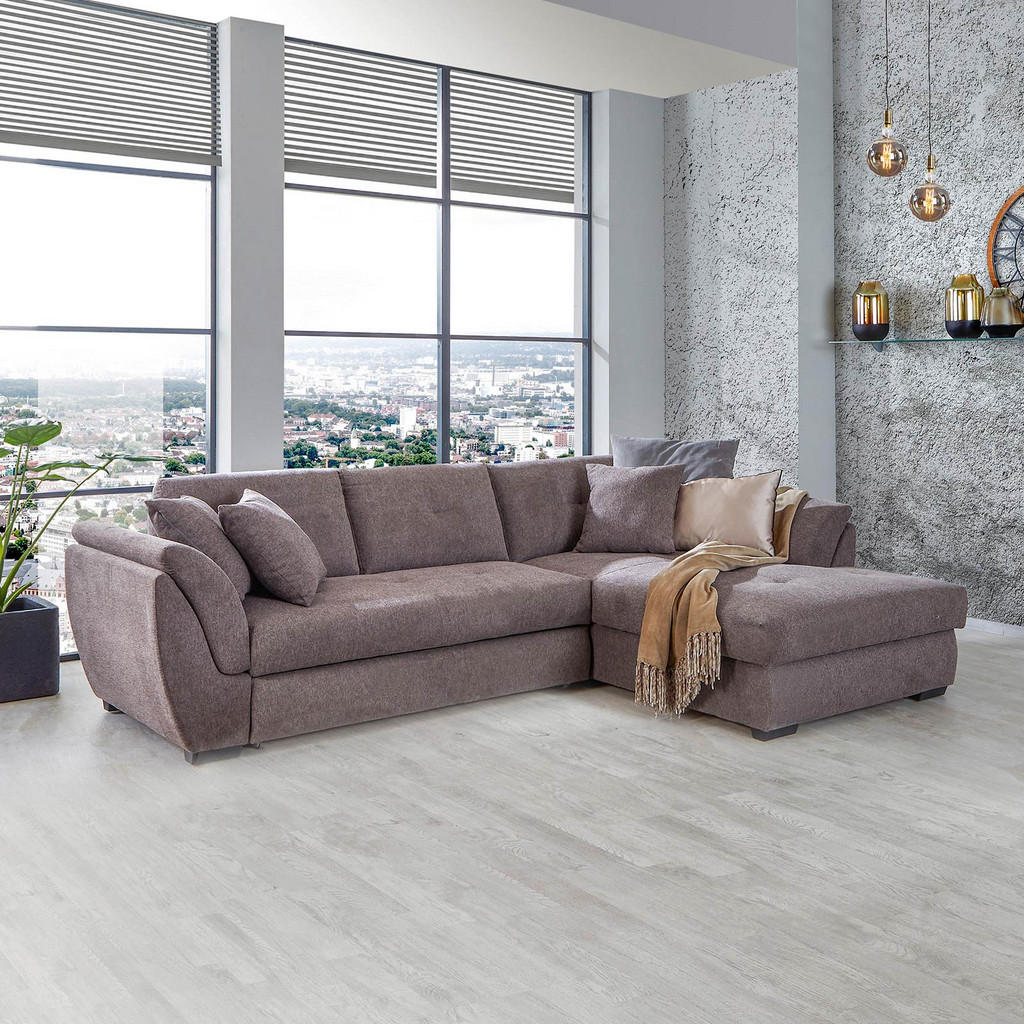 Thumbnail - Livetastic Ecksofa, Braun, Textil, 3-Sitzer, Ottomane rechts, L-Form, 278x187 cm, Made in EU, seitenverkehrt erhältlich,...