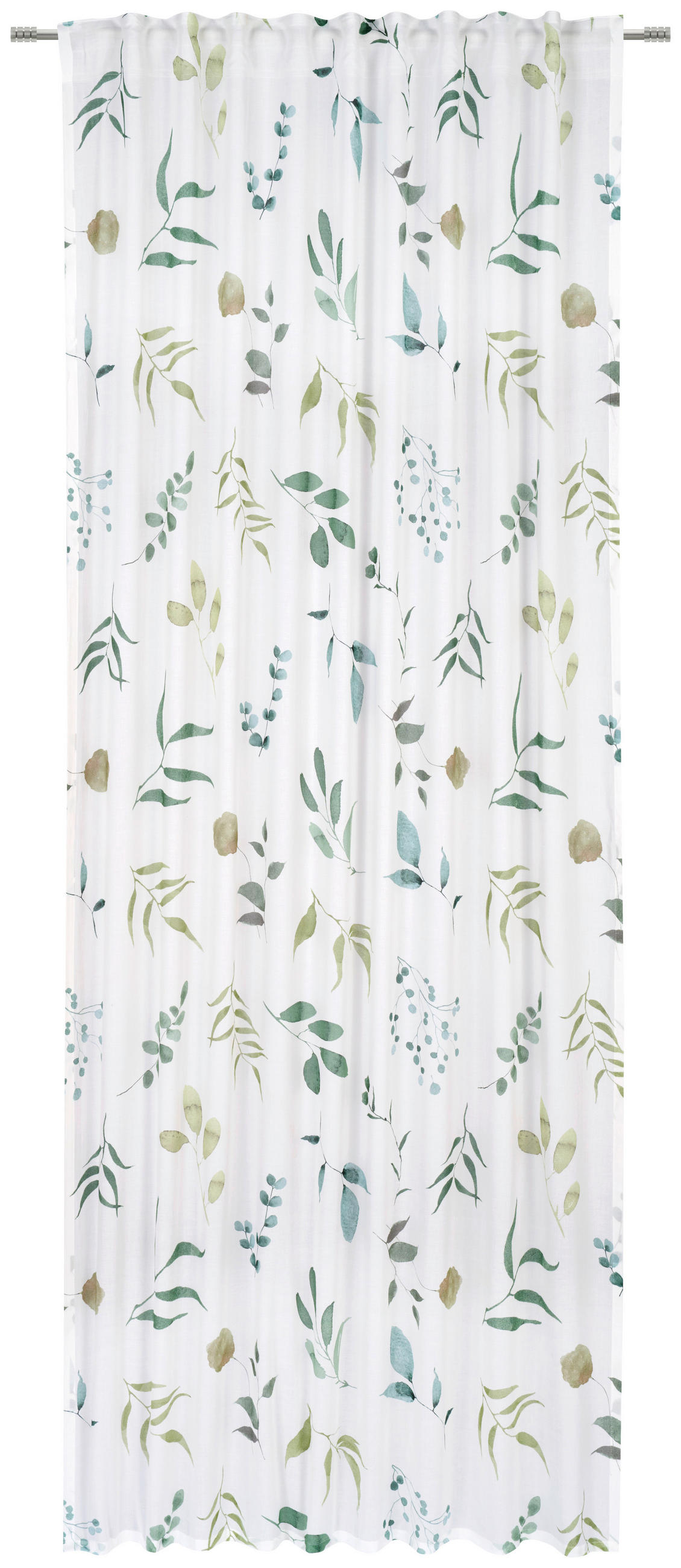 HOTOVÝ ZÁVES, polopriehľadné, 140/255 cm - biela/zelená, Konventionell, textil (140/255cm) - Bio:Vio