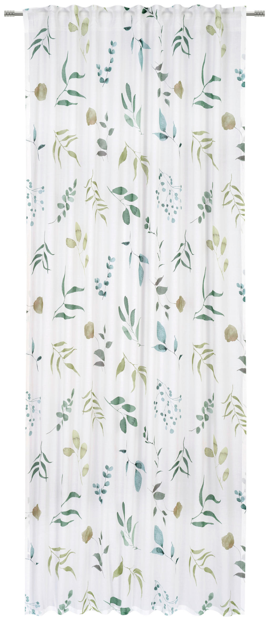 HOTOVÝ ZÁVES, polopriehľadné, 140/255 cm - biela/zelená, Konventionell, textil (140/255cm) - Bio:Vio