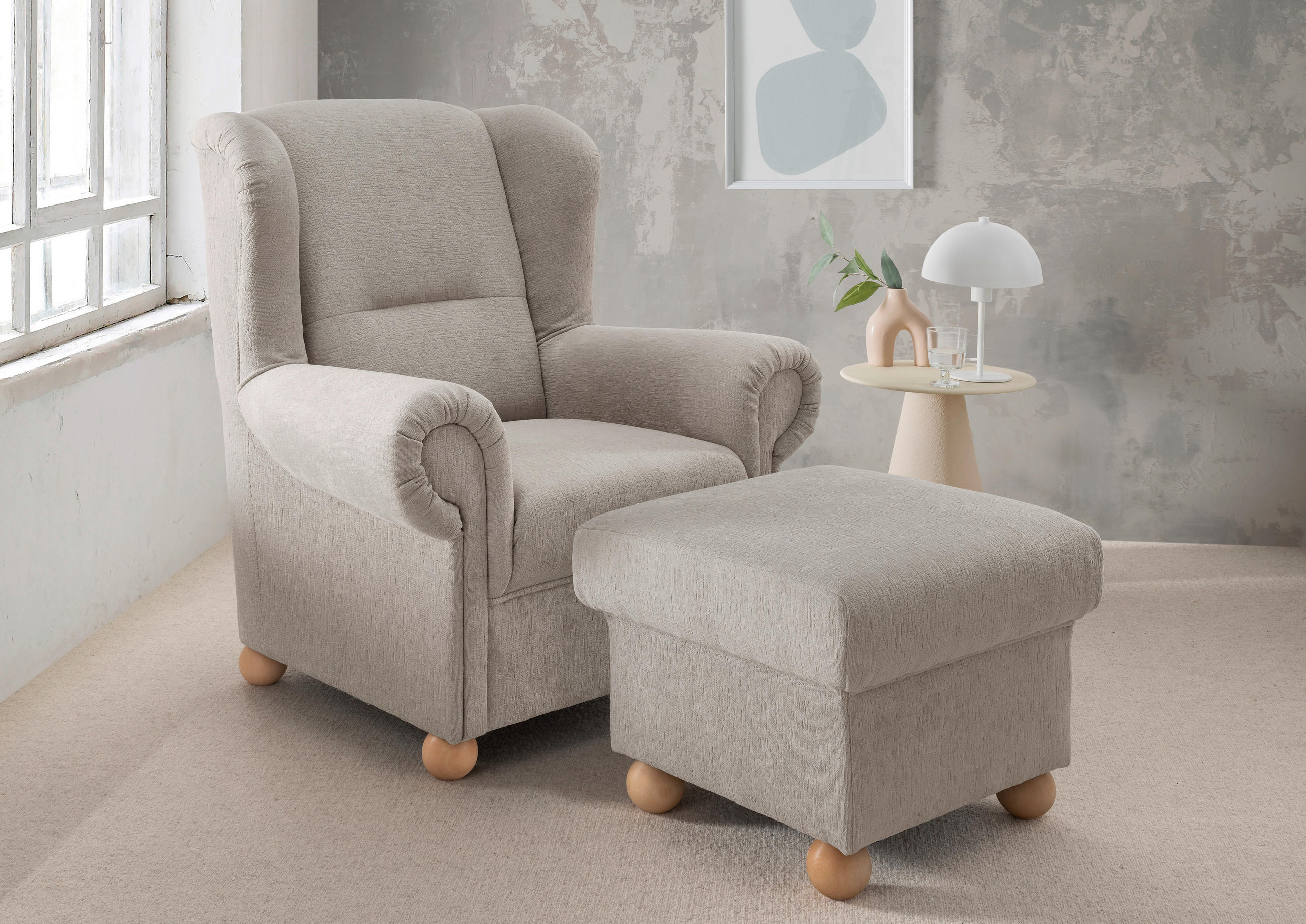 Thumbnail - Livetastic Hocker Torello, Taupe, Textil, Buche, Uni, quadratisch, 56x46x56 cm, Made in EU, erweiterbar (Typenauswahl), ...