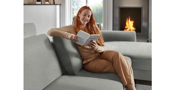 ECKSOFA  in Chenille, Flachgewebe Silberfarben  316/175 cm  - Silberfarben/Schwarz, Design, Textil/Metall (316/175cm) - Dieter Knoll