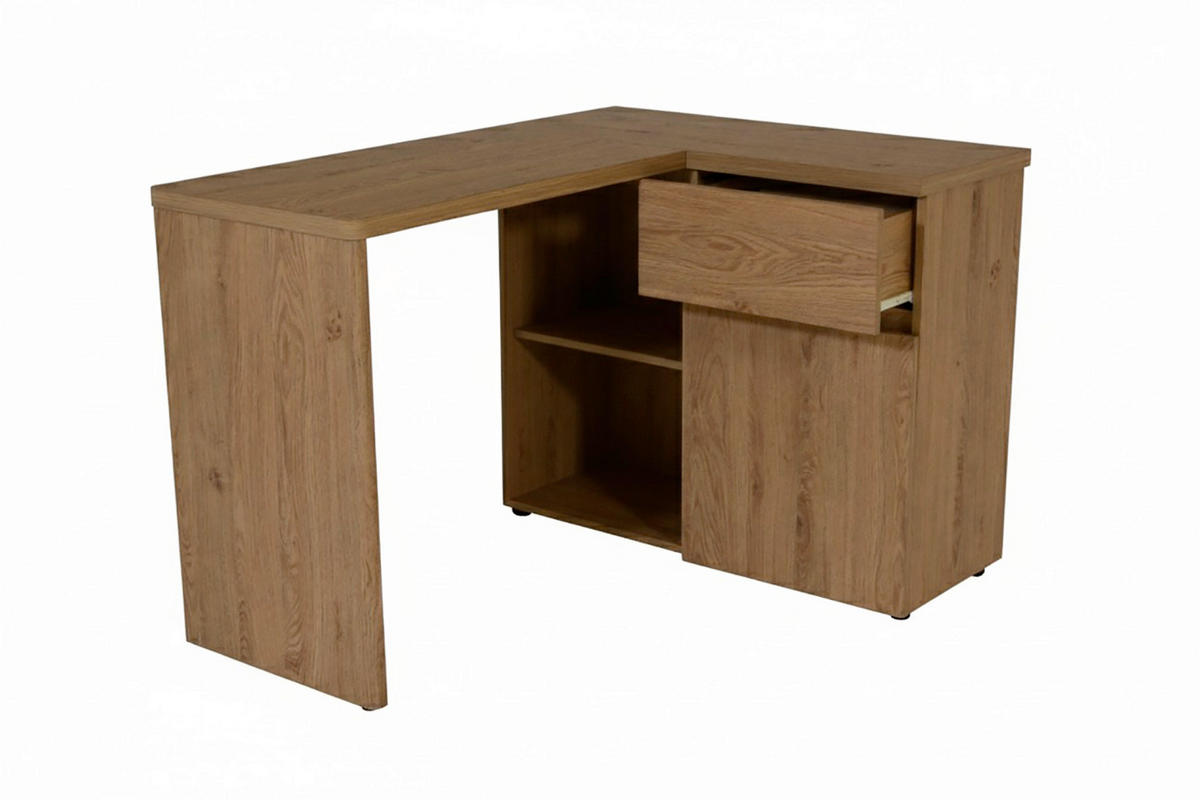 ECKSCHREIBTISCH 117/90/75,7 cm Eichefarben Stauraum, seitenverkehrt montierbar  - Eichefarben, KONVENTIONELL, Holzwerkstoff (117/90/75,7cm) - MID.YOU