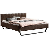POLSTERBETT 140/200 cm,  in Braun, gepolstertes Kopfteil,  - Anthrazit/Braun, KONVENTIONELL, Textil/Metall (140/200cm) - Hasena