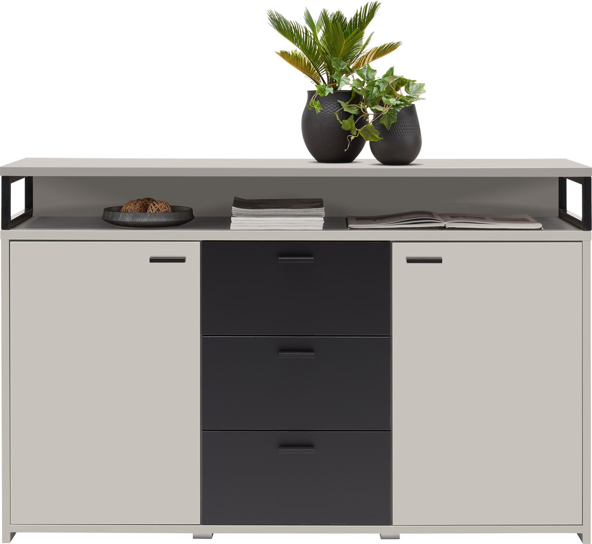 KOMODA   134/87,8/38 cm   crna, kašmir  - kašmir/crna, Konvencionalno, drvni materijal/plastika (134/87,8/38cm)