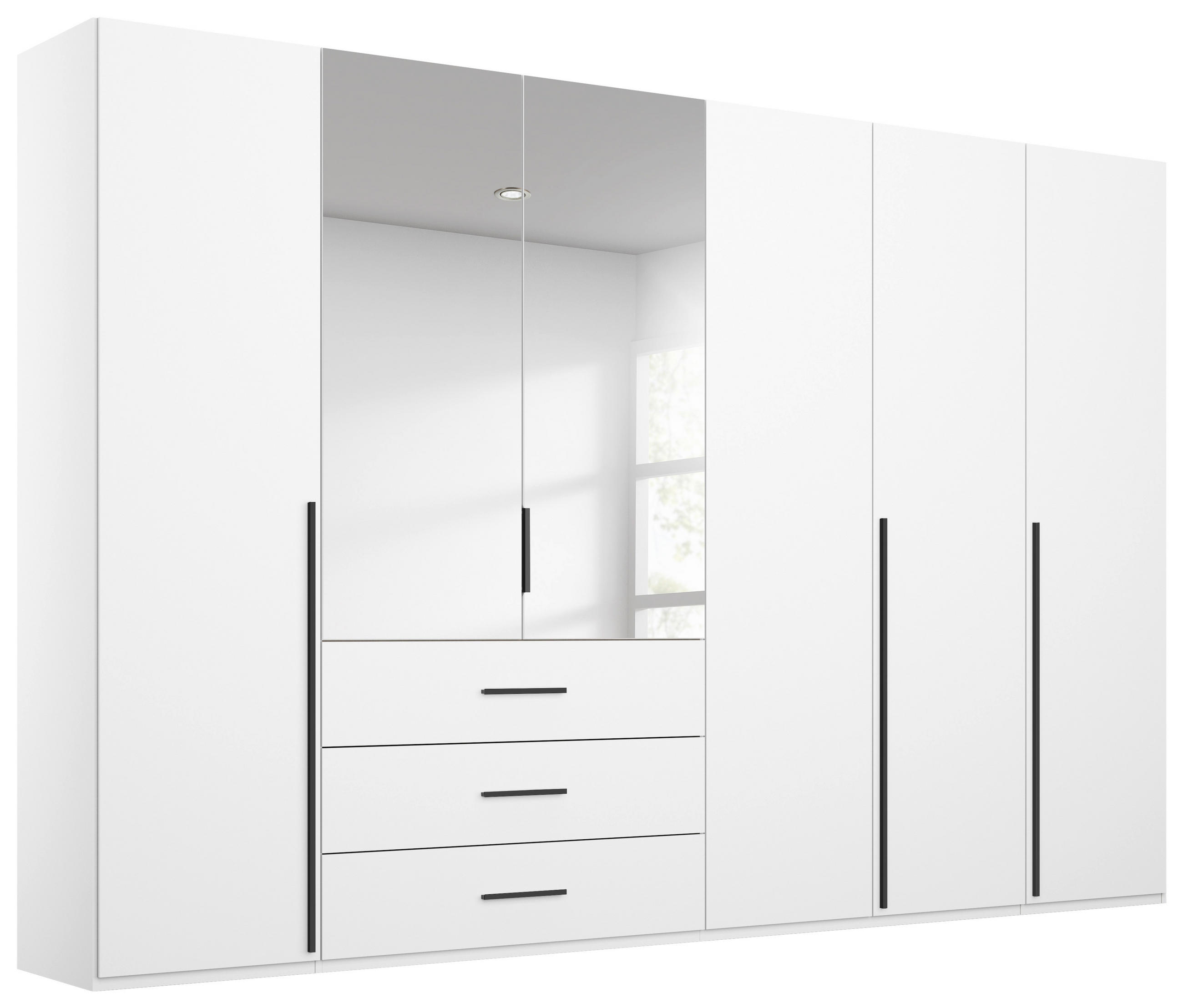 DREHTÜRENSCHRANK 301/223/60 cm,  in Weiß, 6-türig  - Graphitfarben/Weiß, Design, Glas/Holzwerkstoff (301/223/60cm) - home24