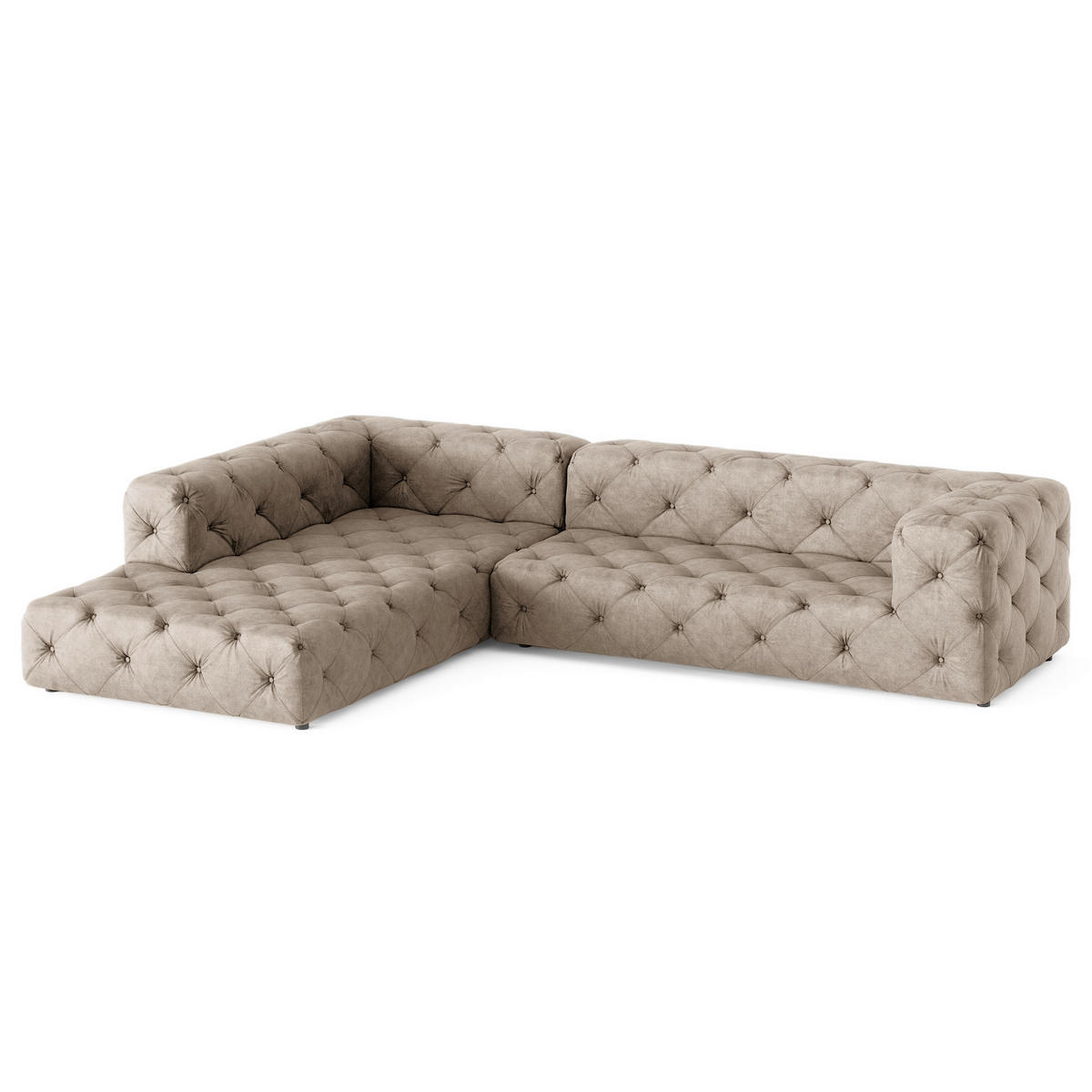 ECKSOFA Fresco in Mikrofaser Cappuccino  228/325 cm  - Schwarz/Cappuccino, Design, Kunststoff/Textil (228/325cm) - P & B