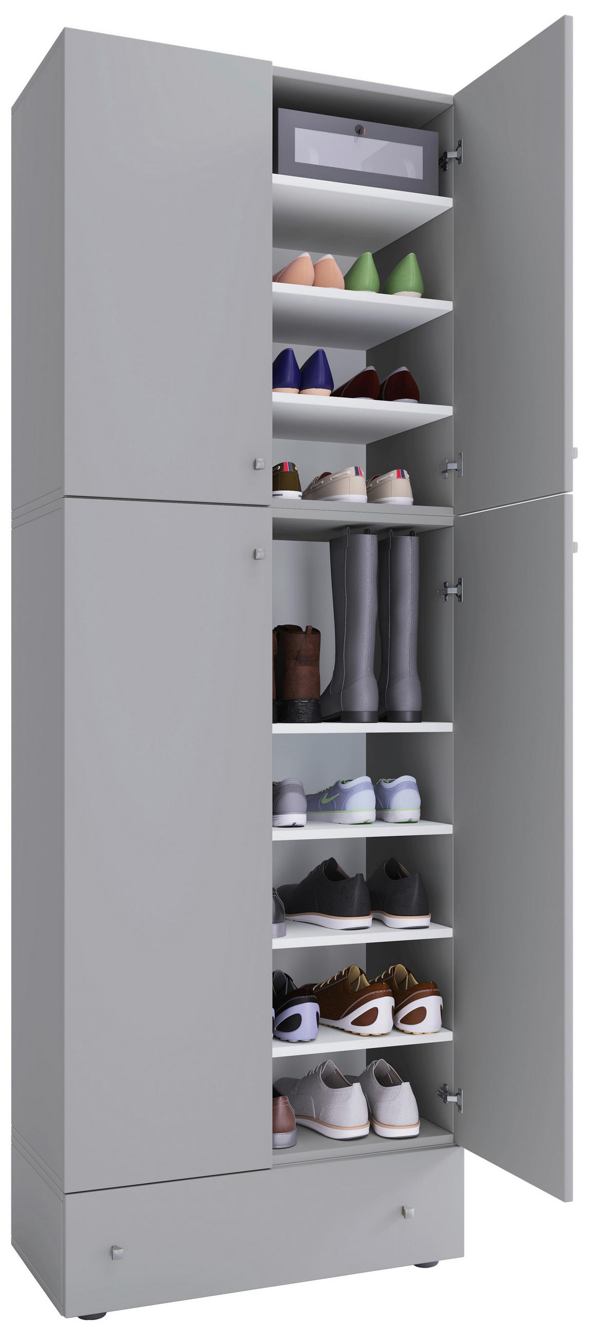 SCHUHSCHRANK 70/200/39 cm  - Schwarz/Grau, MODERN, Holzwerkstoff/Kunststoff (70/200/39cm) - MID.YOU