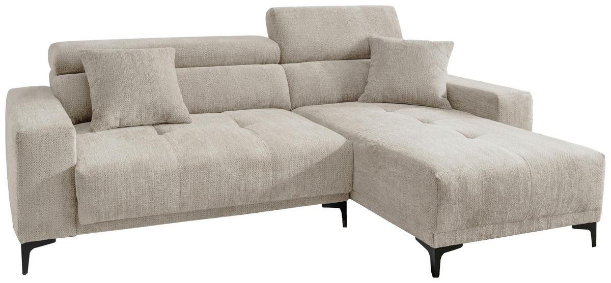 ECKSOFA Chenille Naturfarben  - Schwarz/Naturfarben, Basics, Textil/Metall (250/183cm) - Livetastic