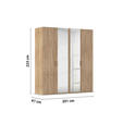 DREHTÜRENSCHRANK 201/223/60 cm 4-türig Sonoma Eiche  - Silberfarben/Sonoma Eiche, Design, Glas/Holzwerkstoff (201/223/60cm) - Novel