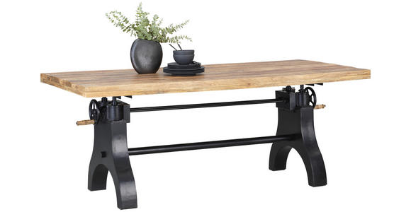 ESSTISCH - Schwarz/Naturfarben, Trend, Holz/Metall (200/90/77,5-93cm) - Ambia Home