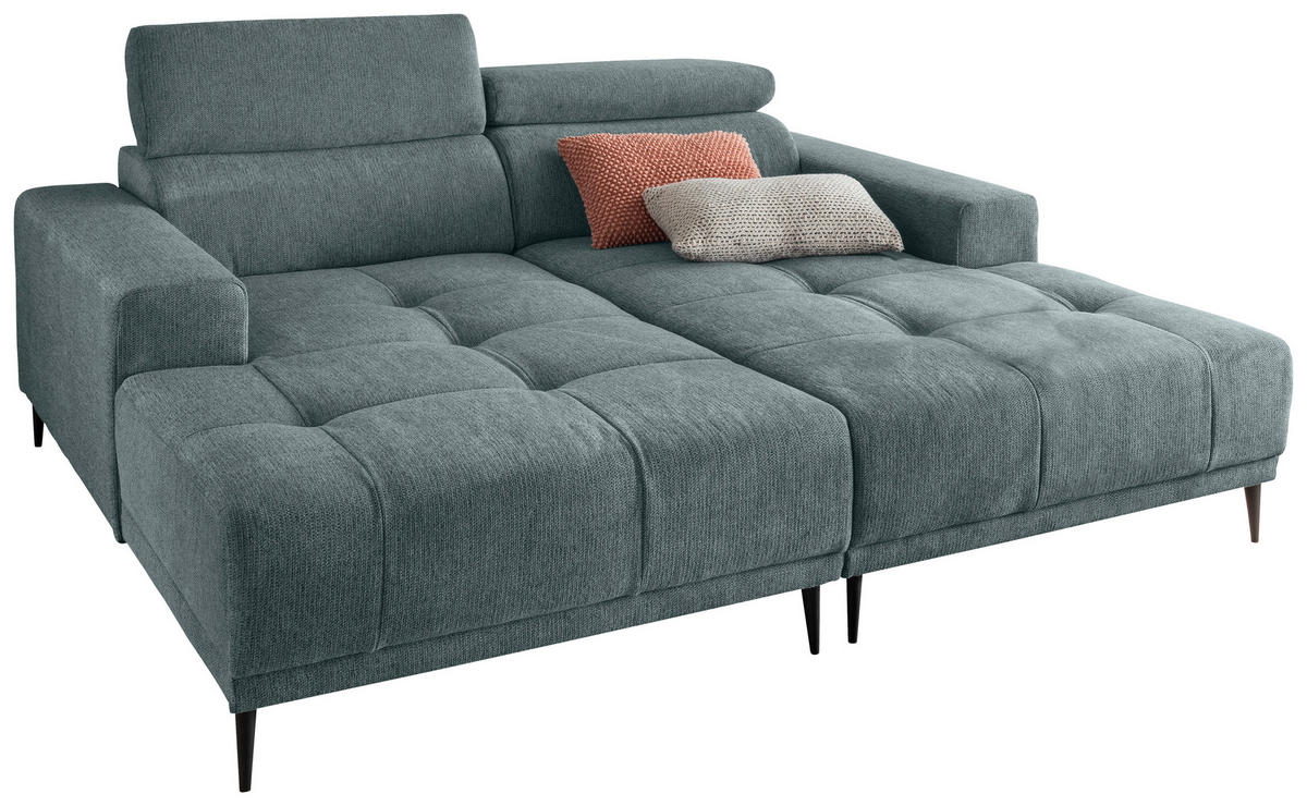 ECKSOFA in Chenille Mintgrau  - Mintgrau/Schwarz, Konventionell, Textil/Metall (200/188cm) - Livetastic