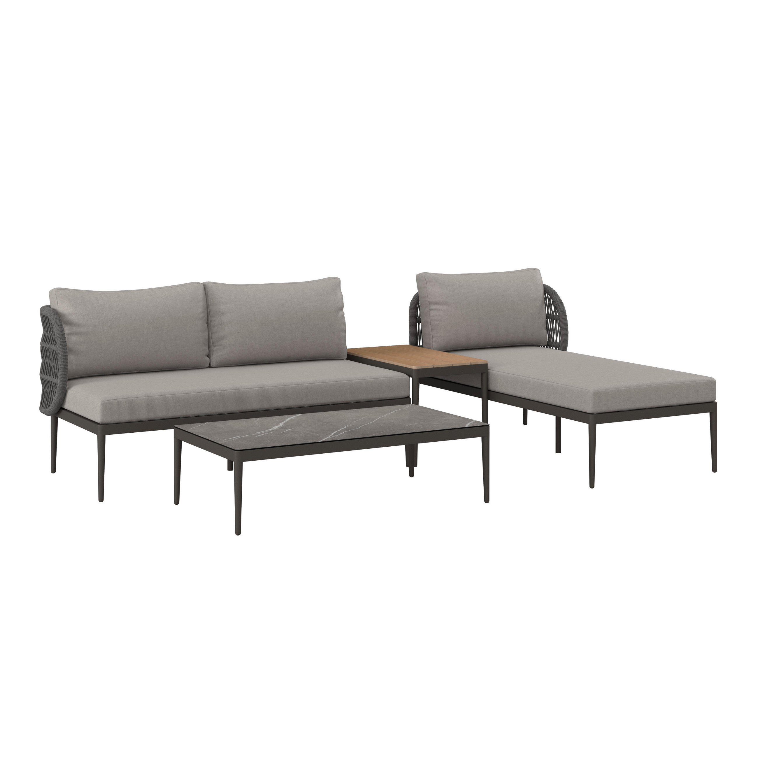 LOUNGEGARNITUR Aluminium  - Anthrazit/Naturfarben, MODERN, Glas/Kunststoff (255/72/145cm) - Ambia Garden