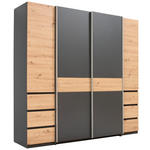 KLEIDERSCHRANK  in Graphitfarben, Eiche Artisan  - Silberfarben/Graphitfarben, KONVENTIONELL, Holzwerkstoff/Kunststoff (215/211/60cm) - Carryhome