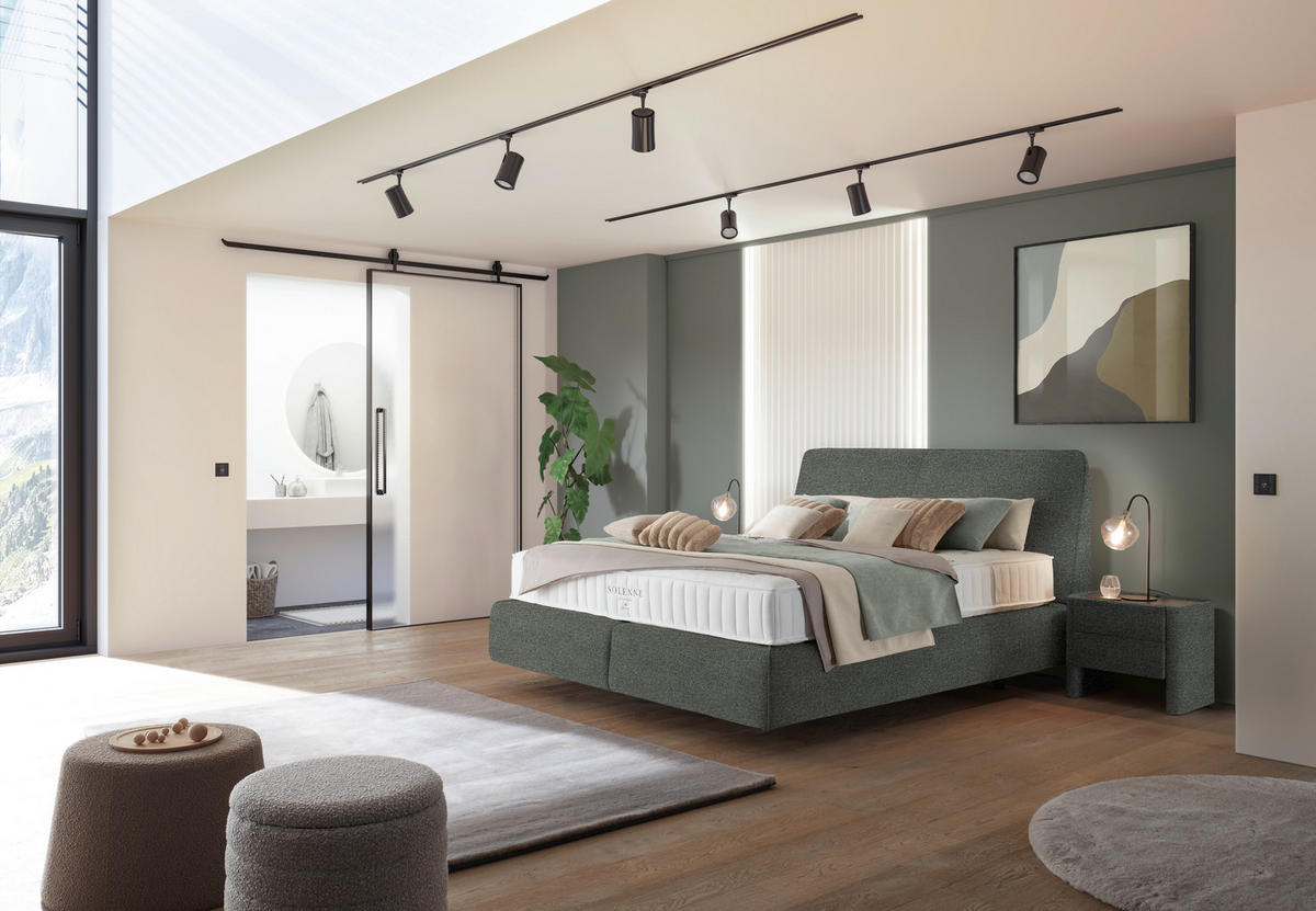 BOXSPRINGBETT 180/200 cm  Grau  - Schwarz/Grau, Design, Kunststoff/Textil (180/200cm) - Johann Jakob