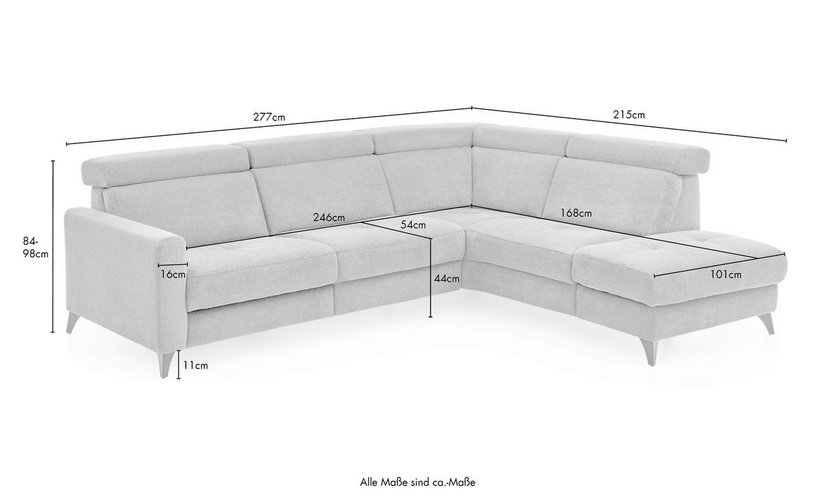 ECKSOFA Beldomo System Dunkelgrün Flachgewebe Kopfteilverstellung  - Dunkelgrün/Schwarz, KONVENTIONELL, Textil/Metall (276/214cm) - Beldomo System