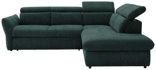 ECKSOFA in Velours Dunkelgrün  254/224 cm  - Dunkelgrün/Schwarz, Design, Kunststoff/Textil (254/224cm) - Stylife