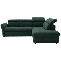 ECKSOFA in Velours Dunkelgrün  254/224 cm  - Dunkelgrün/Schwarz, Design, Kunststoff/Textil (254/224cm) - Stylife