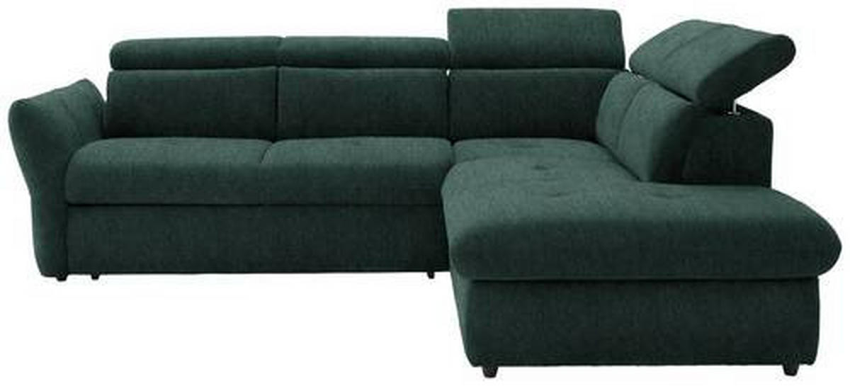 ECKSOFA in Velours Dunkelgrün  254/224 cm  - Dunkelgrün/Schwarz, Design, Kunststoff/Textil (254/224cm) - Stylife