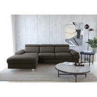 ECKSOFA in Mikrofaser Anthrazit  - Anthrazit/Silberfarben, Konventionell, Textil/Metall (259/82/182cm) - Trendmanufaktur