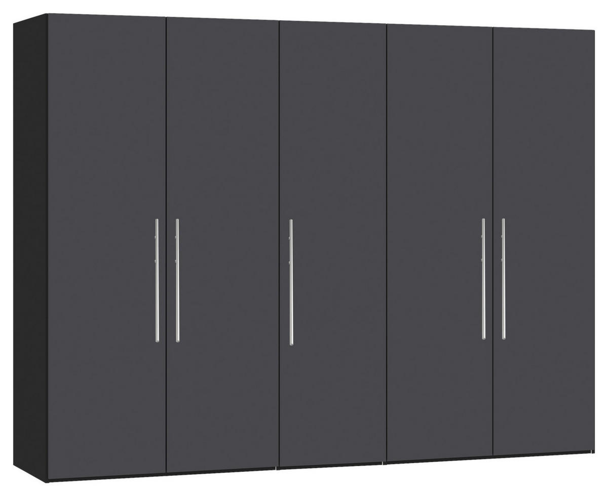 DREHTÜRENSCHRANK  in Anthrazit, Schwarz  - Edelstahlfarben/Anthrazit, Design, Holzwerkstoff (253/215/59cm) - Carryhome
