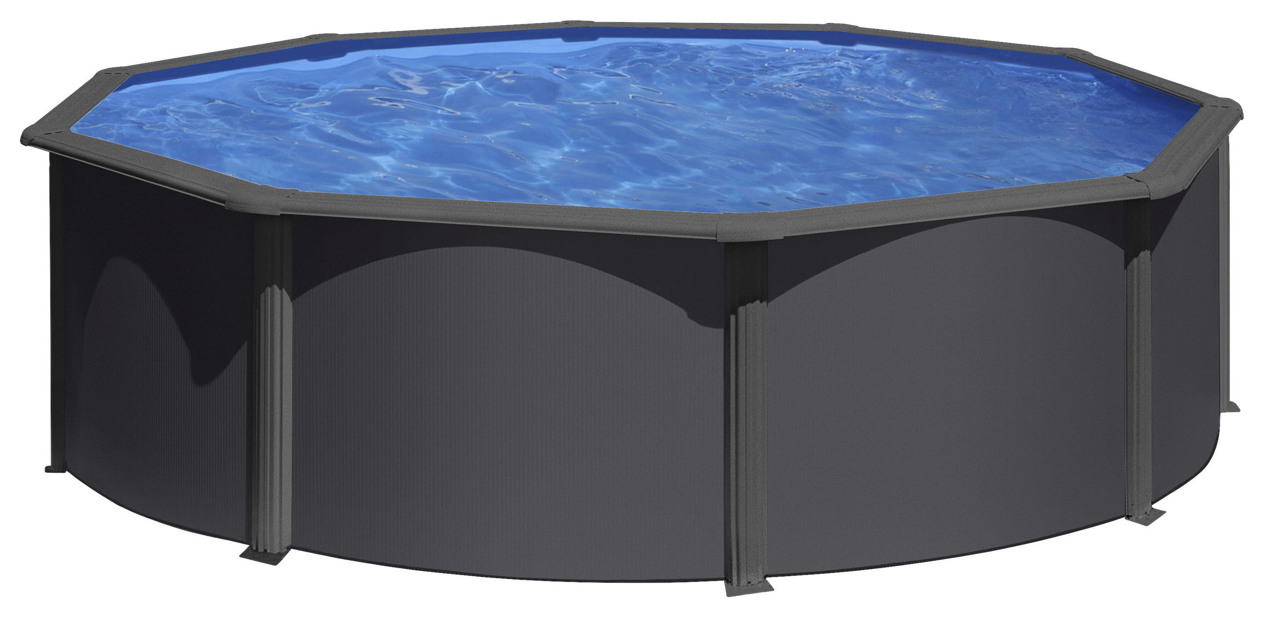 POOL-SET KIT350GYQGRE 350/120 cm  - Anthrazit/Graphitfarben, KONVENTIONELL, Metall (350/120cm) - Gre