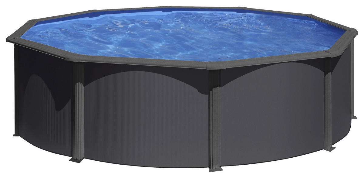 POOL-SET KIT350GYQGRE 350/120 cm  - Anthrazit/Graphitfarben, KONVENTIONELL, Metall (350/120cm) - Gre