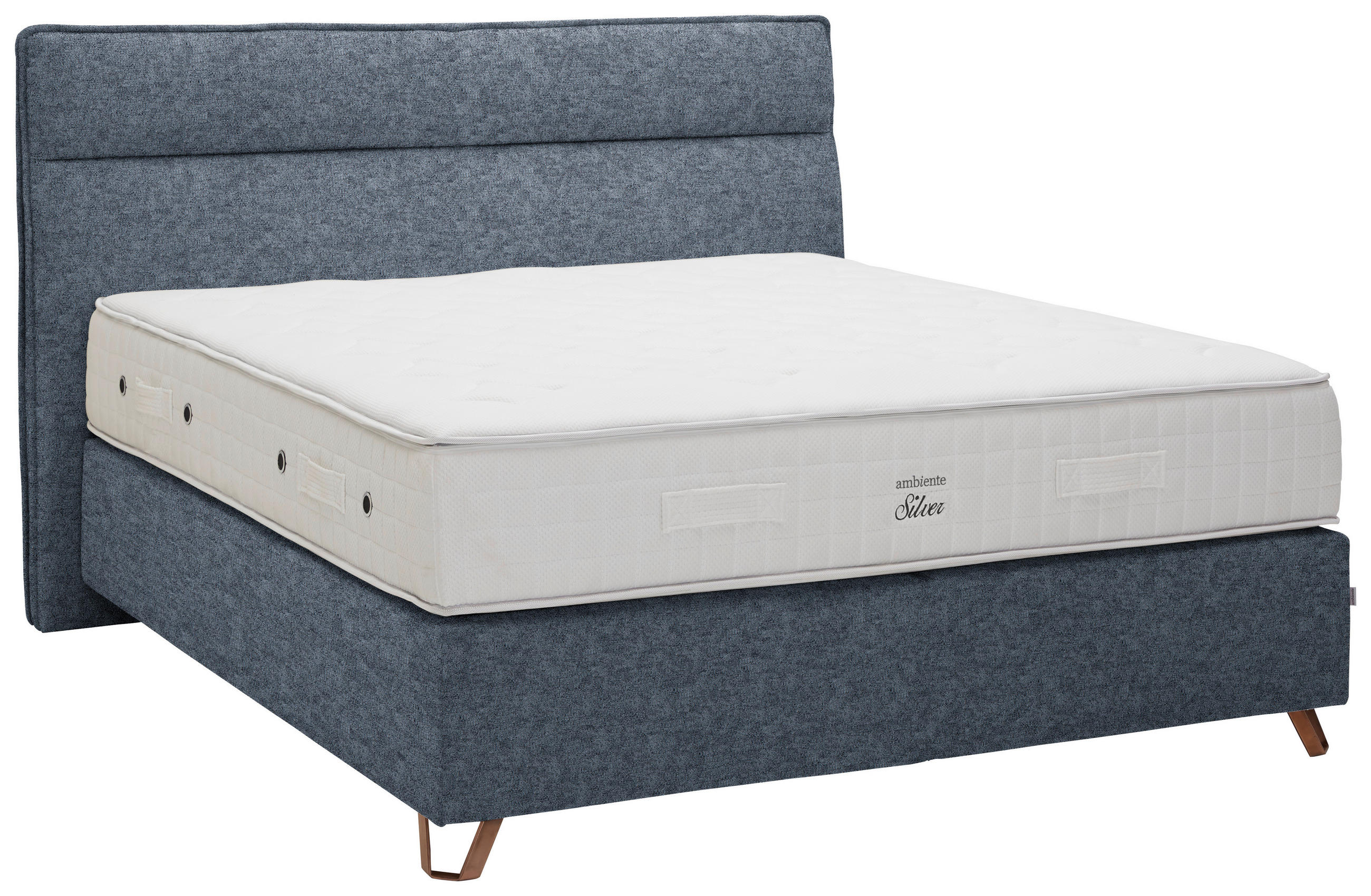 BOXSPRINGBETT 180/200 cm  in Blau  - Blau/Kupferfarben, Konventionell, Textil/Metall (180/200cm) - Ambiente