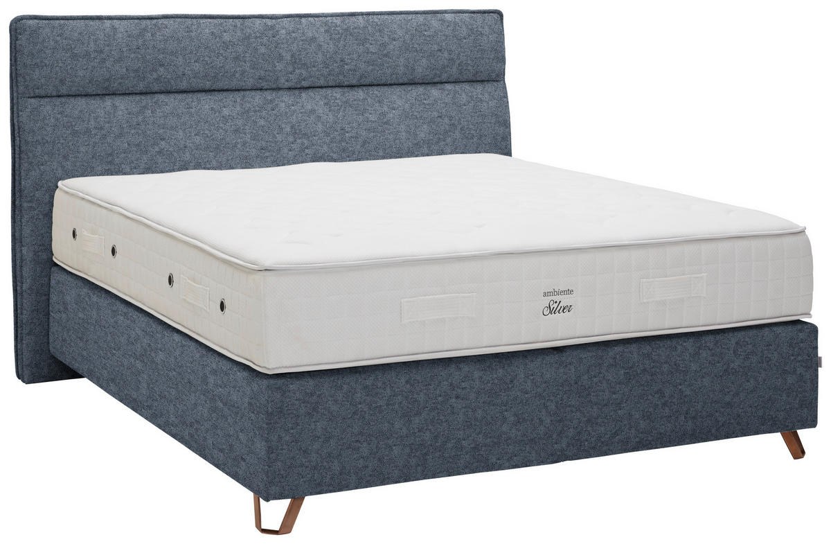 BOXSPRINGBETT 180/200 cm  in Blau  - Blau/Kupferfarben, KONVENTIONELL, Textil/Metall (180/200cm) - Ambiente