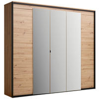 DREHTÜRENSCHRANK in Schwarz, Eiche Artisan  - Schwarz/Eiche Artisan, Design, Glas/Holzwerkstoff (251/227/59cm) - Voleo