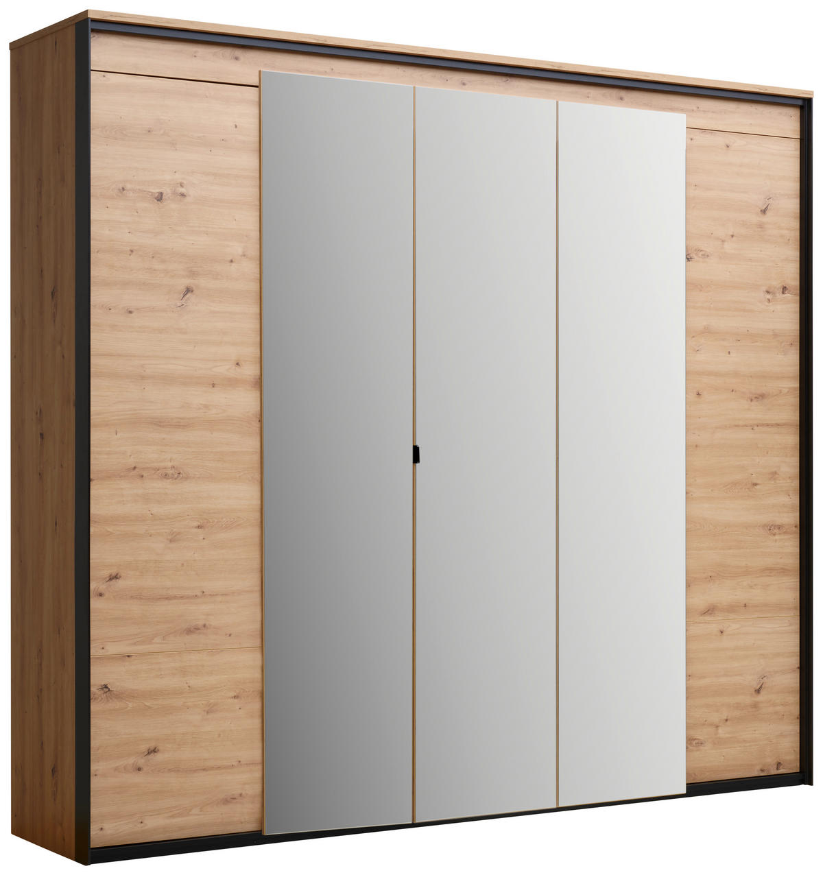 DREHTÜRENSCHRANK in Schwarz, Eiche Artisan  - Schwarz/Eiche Artisan, Design, Glas/Holzwerkstoff (251/227/59cm) - Voleo