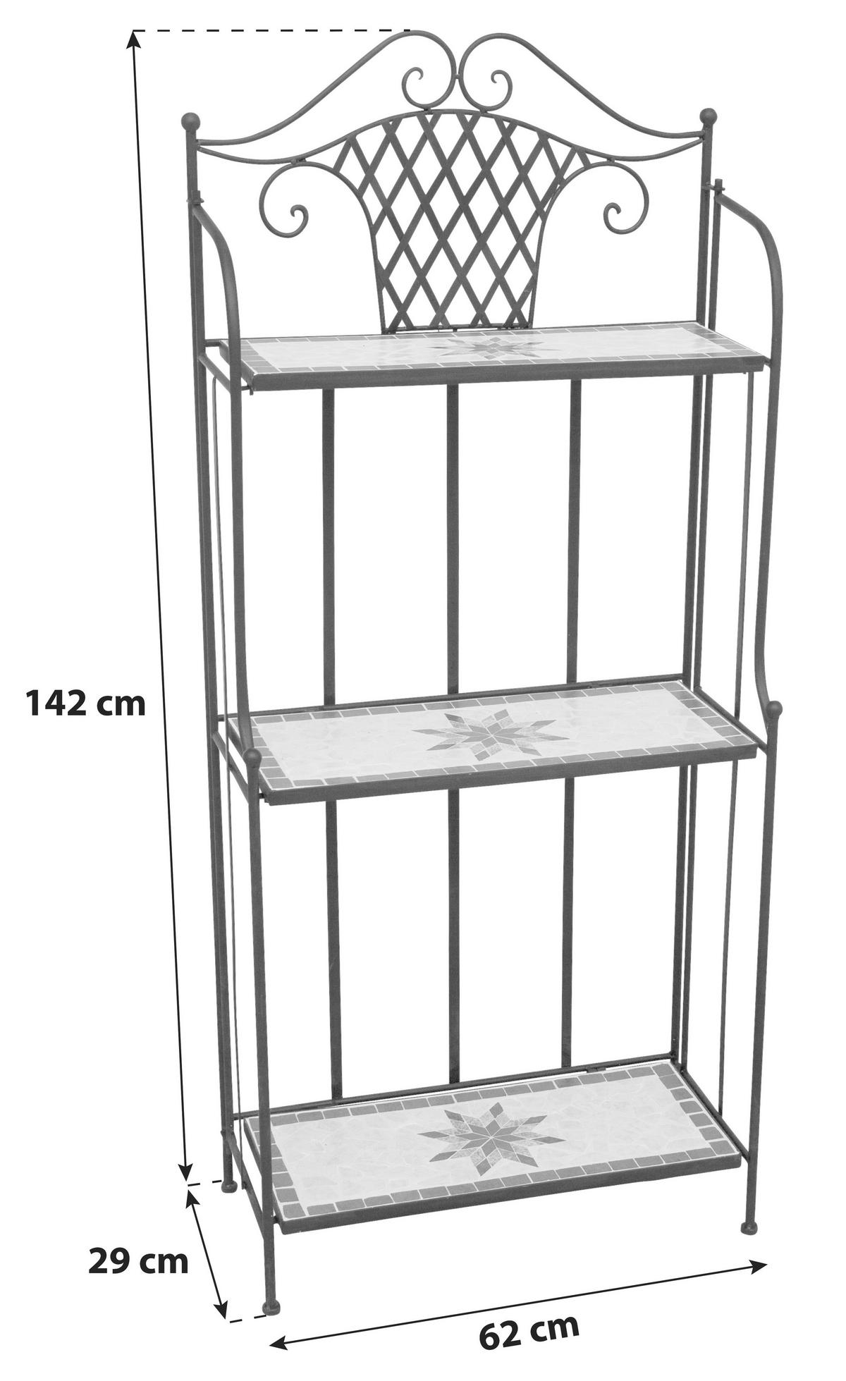 GARTENREGAL - Multicolor/Schwarz, MODERN, Keramik/Metall (62/142/29cm) - Siena Garden