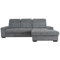 ECKSOFA Grau Chenille  - Schwarz/Grau, KONVENTIONELL, Holz/Textil (286/203cm) - MID.YOU