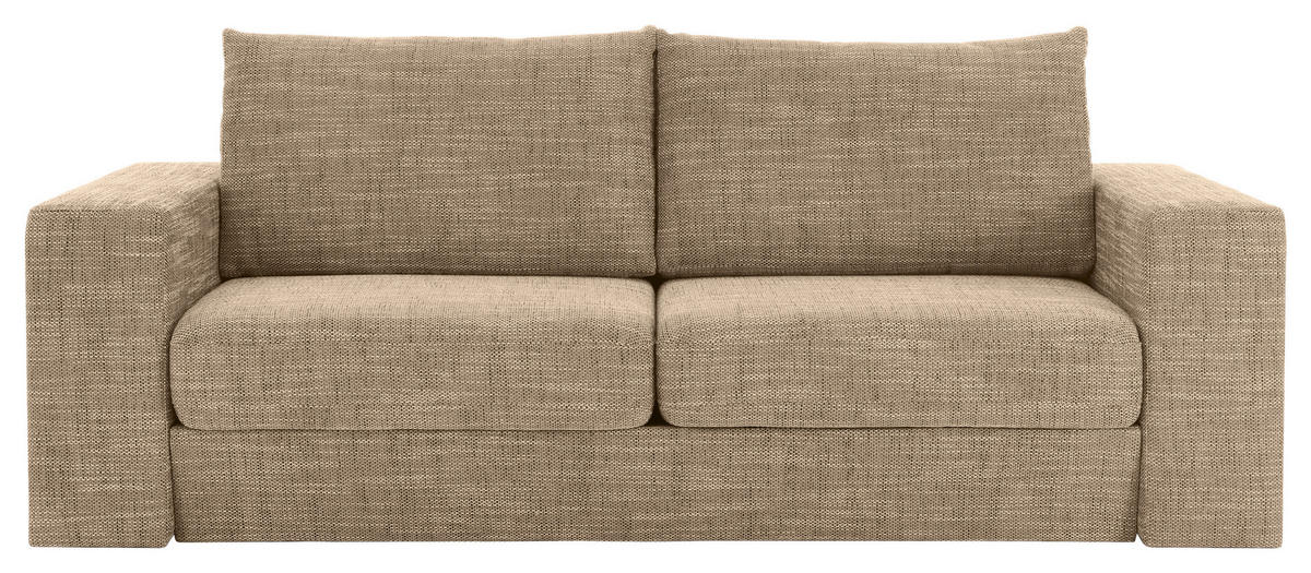 ZWEISITZER-SOFA inkl. Hocker Webstoff Braun, Beige  - Eichefarben/Beige, Design, Holz/Textil (172/96/107cm) - LOOKS by W.Joop