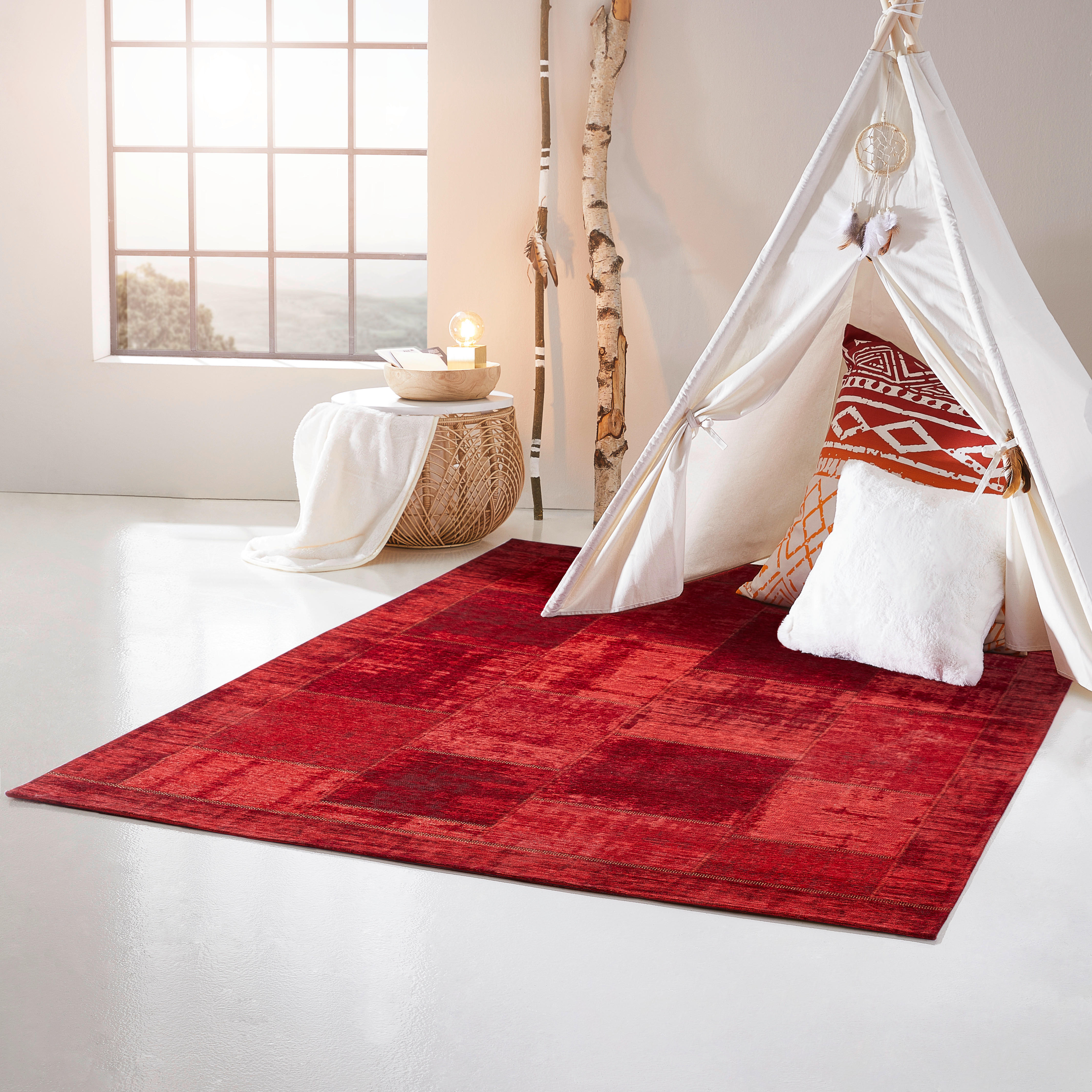FLACHWEBETEPPICH 60/90 cm Dunkelrot  - Dunkelrot, Trend, Textil (60/90cm) - Novel