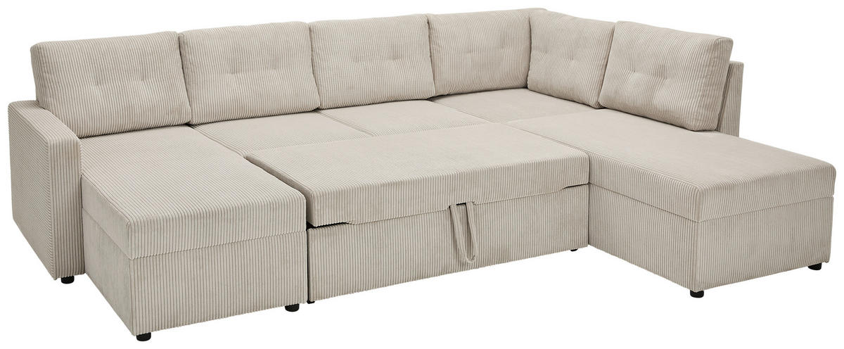 WOHNLANDSCHAFT in Cord Naturfarben  - Schwarz/Naturfarben, Konventionell, Kunststoff/Textil (126/293/155cm) - Ti'me