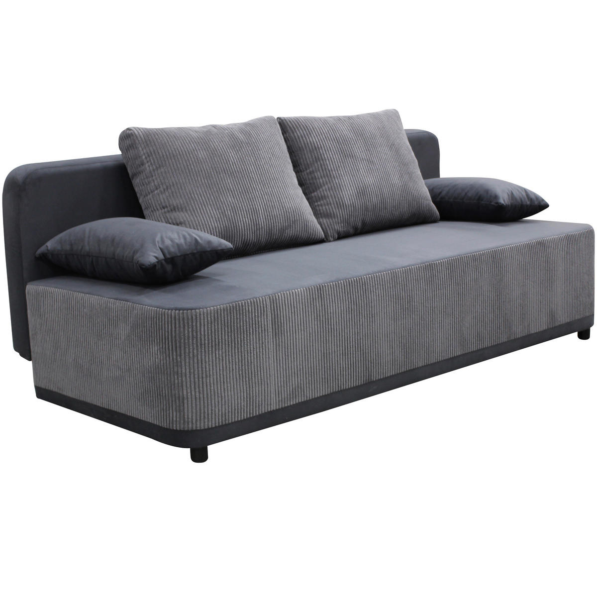 SCHLAFSOFA Velours Grau  - Schwarz/Grau, Design, Kunststoff/Textil (197/90/83cm) - MID.YOU