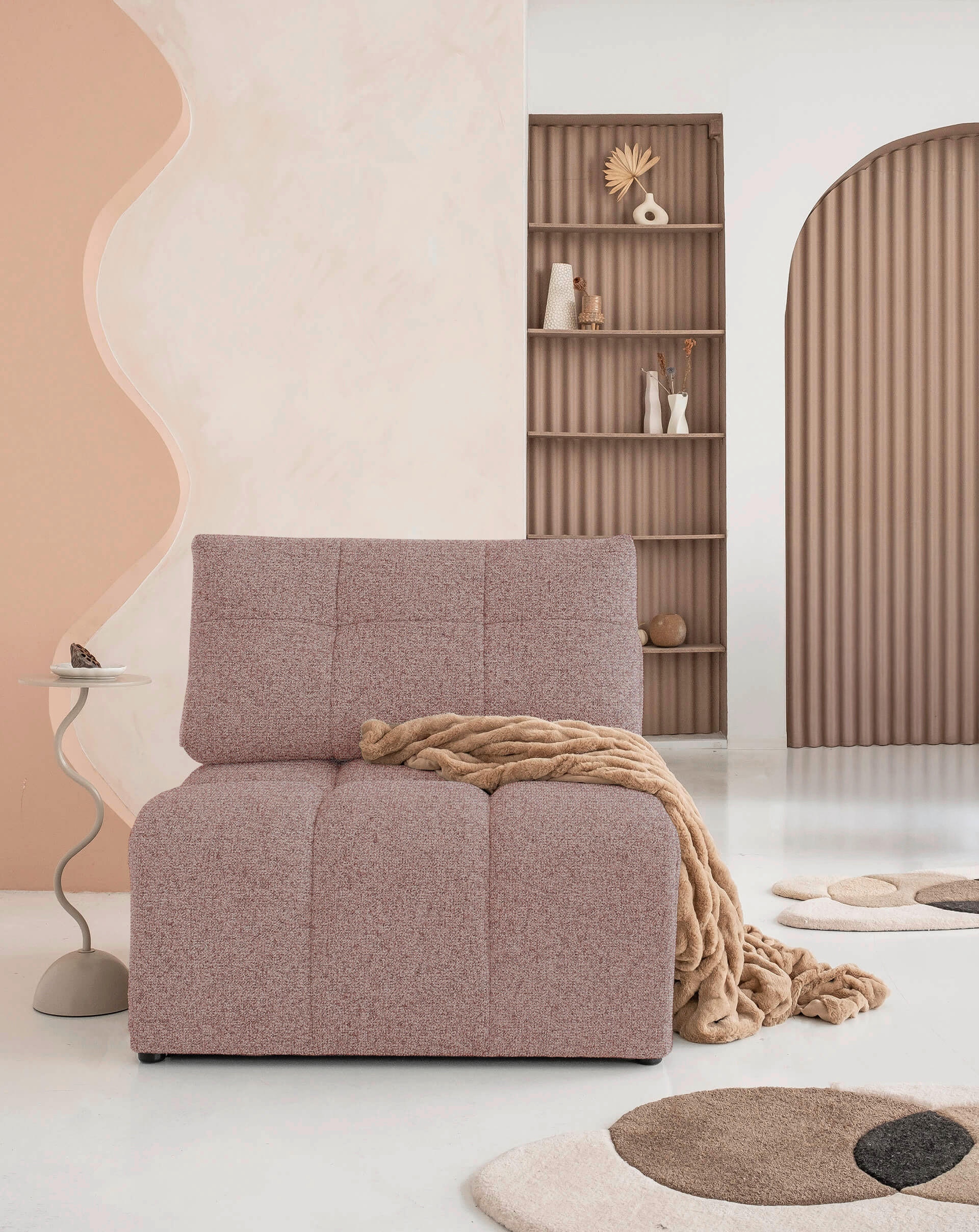 SOFAELEMENT  in Rot  - Rot/Schwarz, Design, Textil (96/94/96cm) - MID.YOU