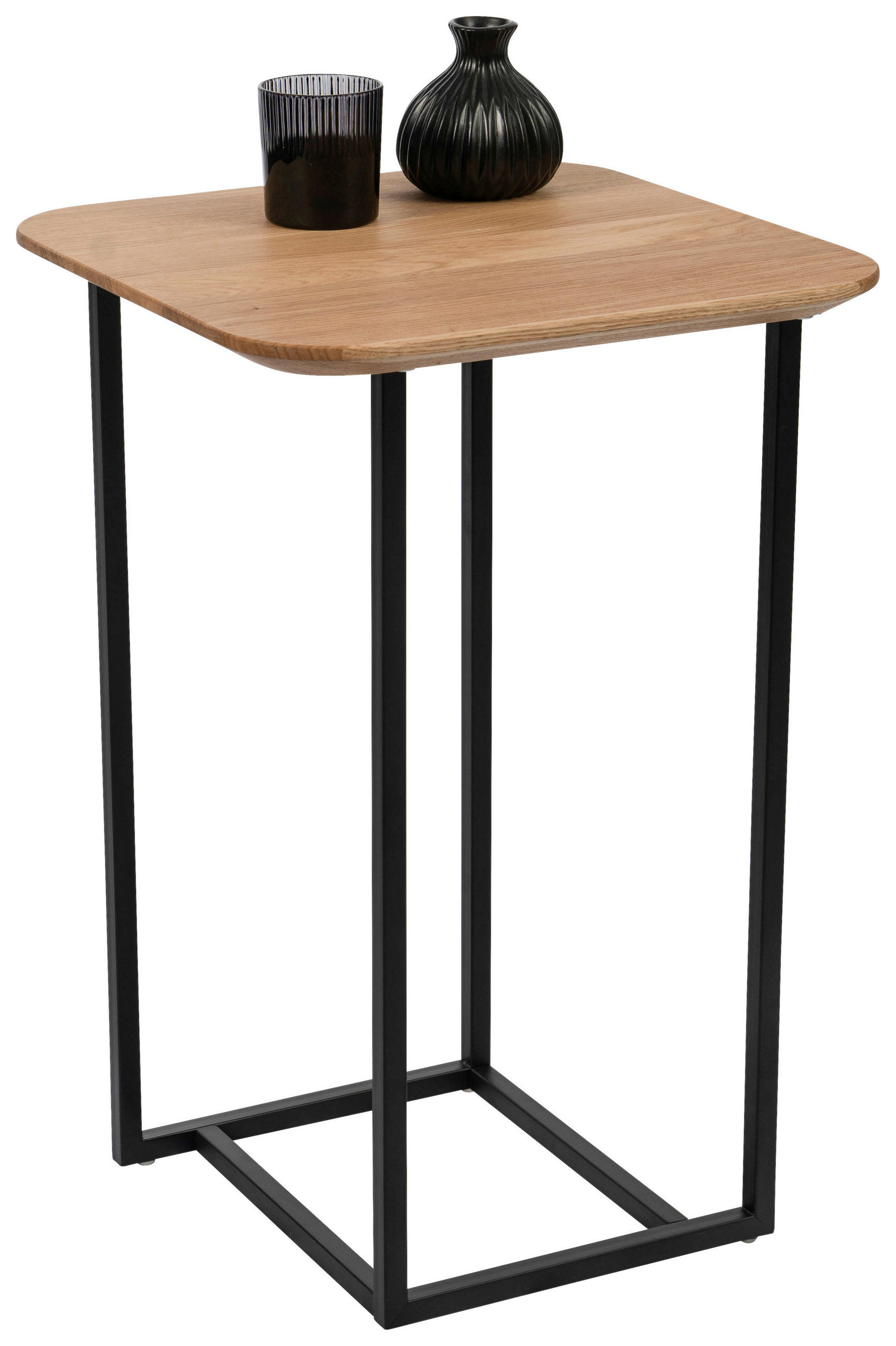 BEISTELLTISCH 40/40/60 cm Wildeiche massiv Schwarz, Wildeiche quadratisch  - Wildeiche/Schwarz, Basics, Holz/Metall (40/40/60cm)
