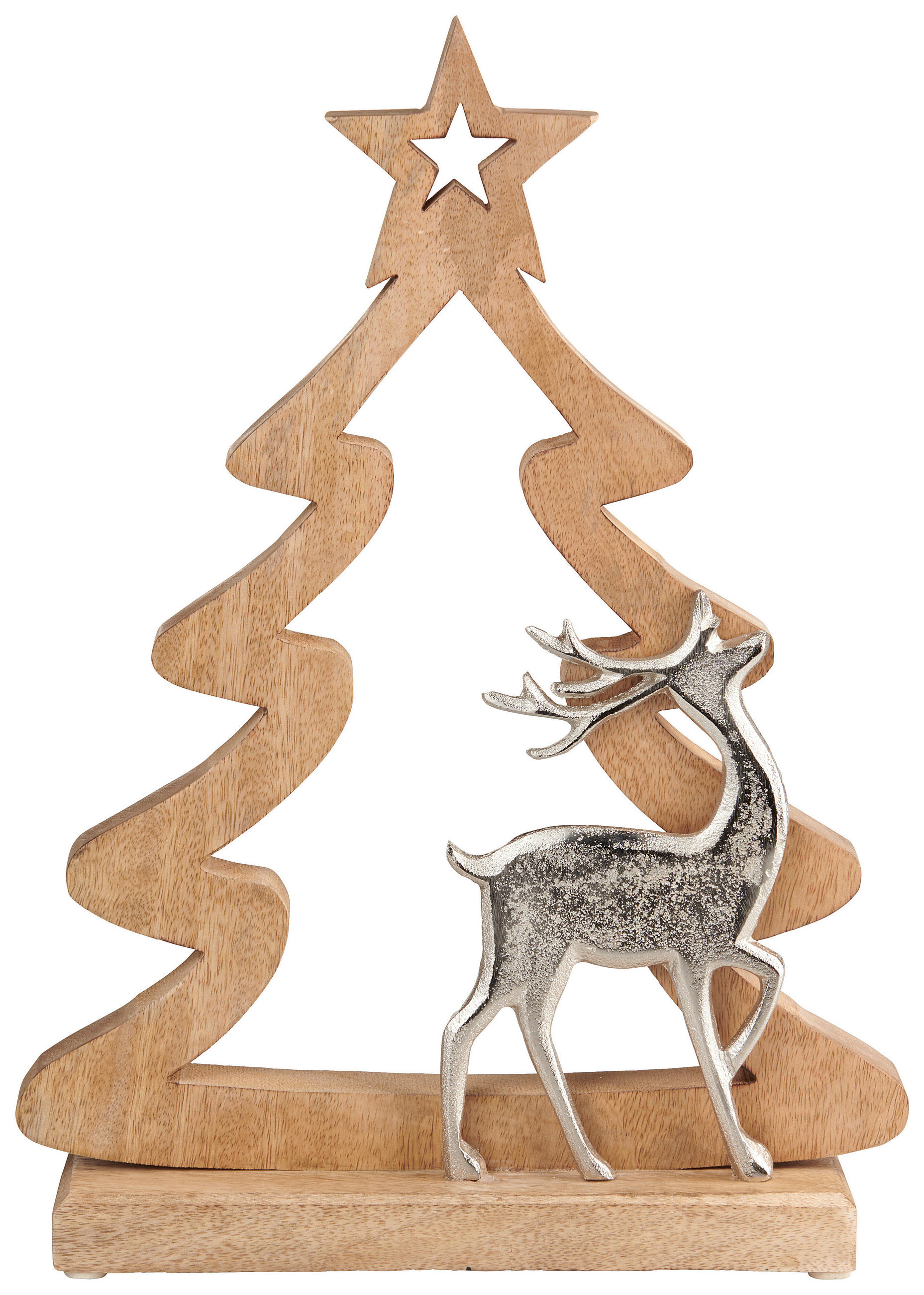 DEKORENTIER - Silberfarben/Braun, Lifestyle, Holz/Metall (28,5/37,5/7,5cm) - X-Mas